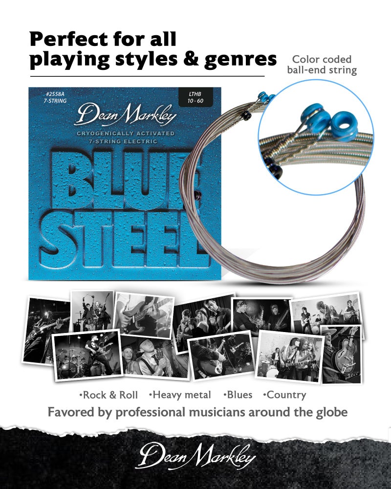 DEAN MARKLEY 2558A Blue Steel Electric Guitar Strings. 7 piece Electric Guitar String Set. Cryogenically Treated for Longer Life, Enhanced Performance, and Superior Sound. Made in USA. Gauges 10-60 - Image 5